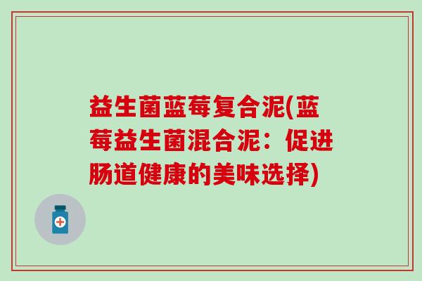 益生菌蓝莓复合泥(蓝莓益生菌混合泥：促进肠道健康的美味选择)