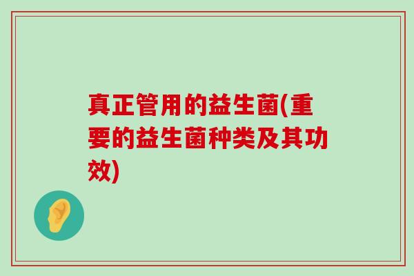 真正管用的益生菌(重要的益生菌种类及其功效)
