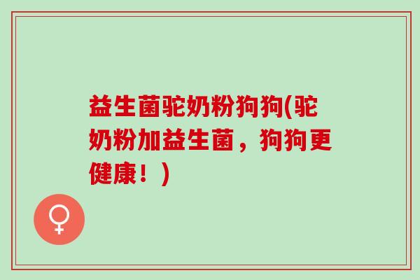 益生菌驼奶粉狗狗(驼奶粉加益生菌，狗狗更健康！)