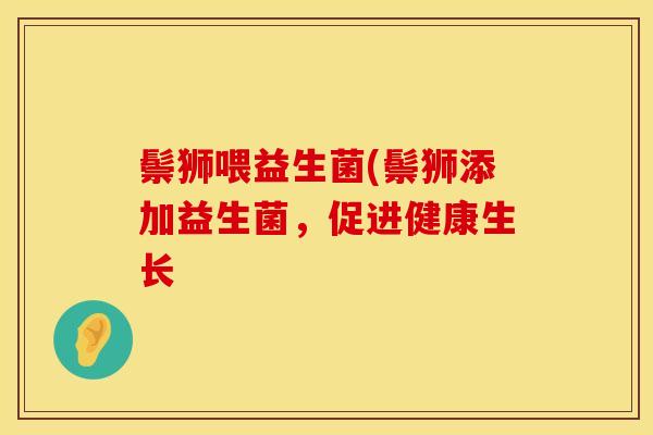 鬃狮喂益生菌(鬃狮添加益生菌，促进健康生长