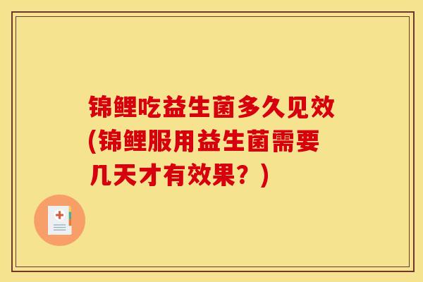 锦鲤吃益生菌多久见效(锦鲤服用益生菌需要几天才有效果？)