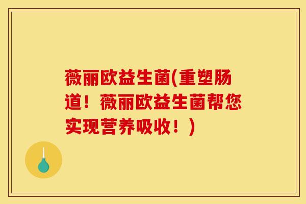 薇丽欧益生菌(重塑肠道！薇丽欧益生菌帮您实现营养吸收！)