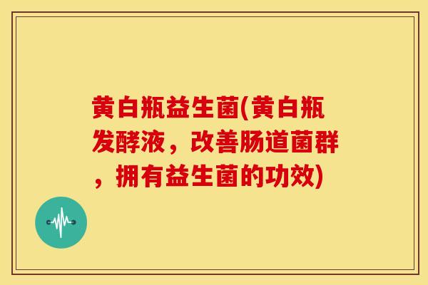 黄白瓶益生菌(黄白瓶发酵液，改善肠道菌群，拥有益生菌的功效)
