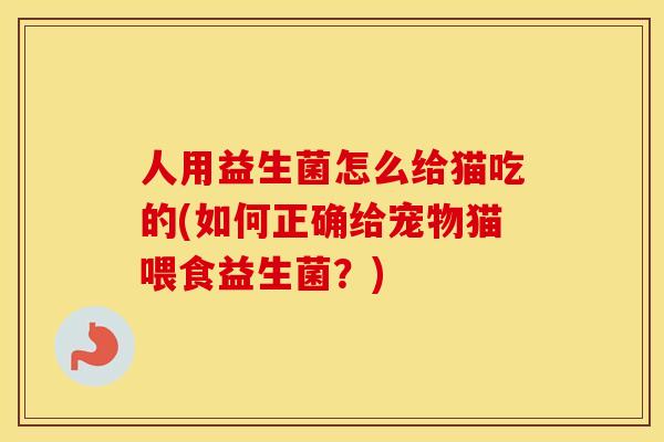 人用益生菌怎么给猫吃的(如何正确给宠物猫喂食益生菌？)