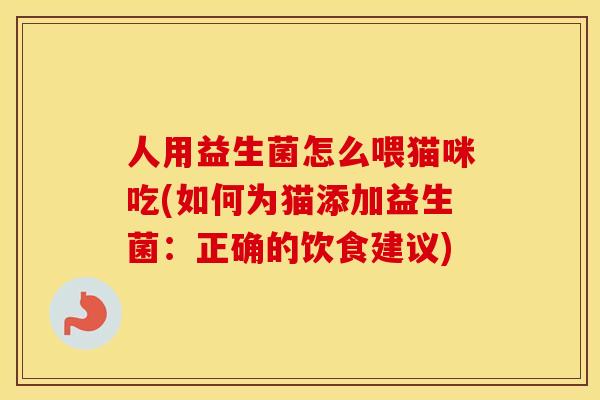 人用益生菌怎么喂猫咪吃(如何为猫添加益生菌：正确的饮食建议)