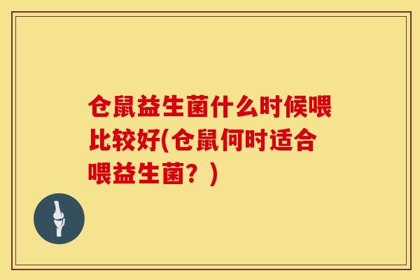 仓鼠益生菌什么时候喂比较好(仓鼠何时适合喂益生菌？)
