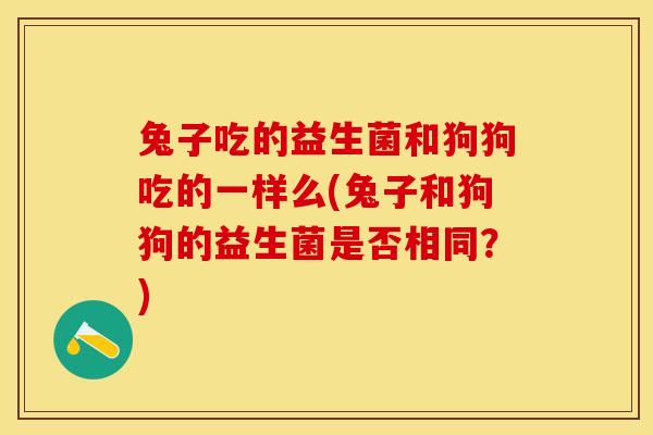 兔子吃的益生菌和狗狗吃的一样么(兔子和狗狗的益生菌是否相同？)