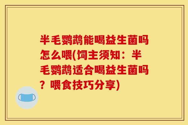 半毛鹦鹉能喝益生菌吗怎么喂(饲主须知：半毛鹦鹉适合喝益生菌吗？喂食技巧分享)